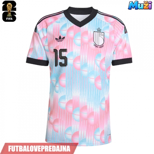 Lacne Muži Futbalové dres Belgicko Thomas Meunier #15 MS 2026 Krátky Rukáv - Preč